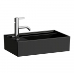 Praustuvas Laufen KARTELL 460x280x120 mm, su 1 anga maišytuvui kairėje, be perlajos, spalva - juoda blizgi 